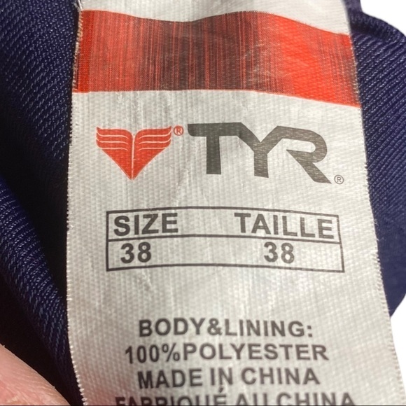 TYR Durafast Swimsuit Size 38 Navy / White - Picture 5 of 6